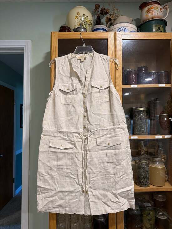 MICHAEL Michael Kors Dresses & Skirts - MICHAEL Michael Kors Women's 100% Linen Sleeveless Utility Safari Button-Front D